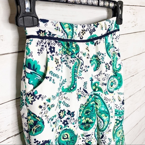 Janie & Jack High Waist Wide Leg Floral Paisley Green White Pants Girls Size 5 - Picture 3 of 11